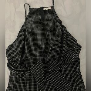 Wide leg plaid jumpsuit